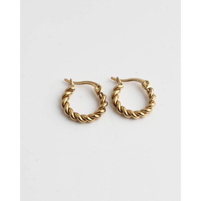 'Rosalie' twisted hoops goud - Stainless Steel