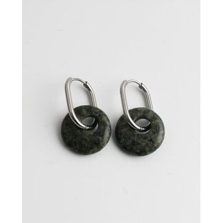 'Tirza' Earrings silver turquoise stone - Stainless Steel