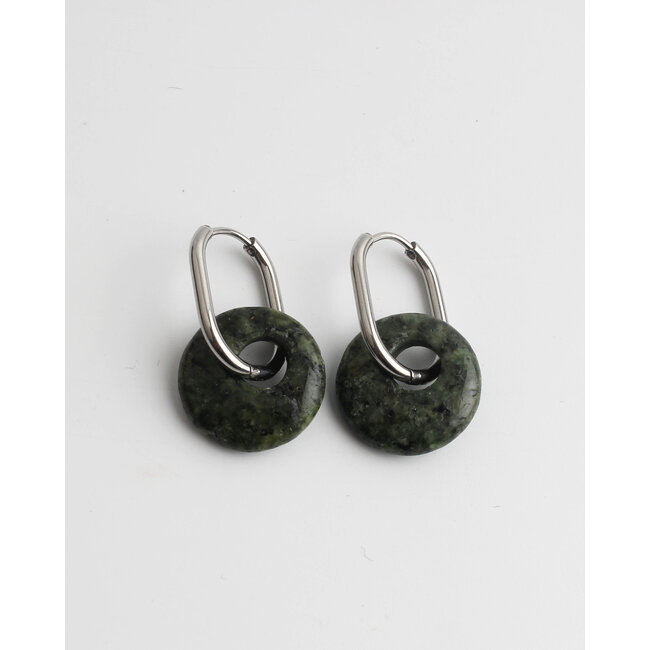 'Tirza' Earrings silver turquoise stone - Stainless Steel