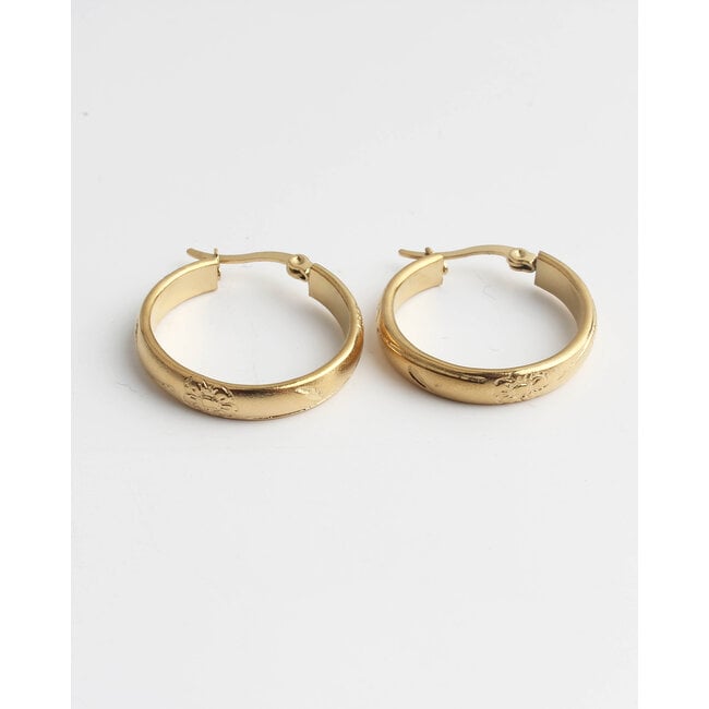 Big Daisy Hoops Gold - Stainless steel