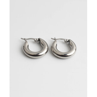 'Dolce' Thick Hoop Earrings Silver  2 CM - Stainless Steel