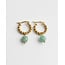 'Louane' Green Natural Stone Twist Hoops Gold - Stainless Steel