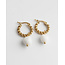 Louane 'White Natural Stone Twist Hoops Gold - Acciaio inossidabile