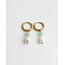 Boucles d'Oreilles 'Milou' Vert & Perle - Acier Inoxydable