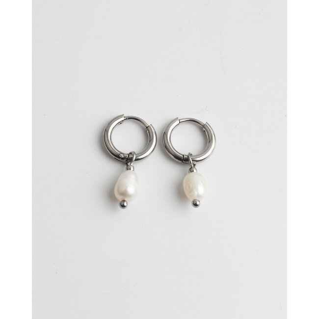 Boucles d'oreilles 'perle de mer' argent - acier inoxydable