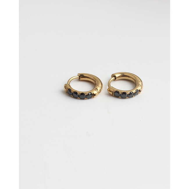 Black & gold  hoops gold 1.2 cm - stainless steel