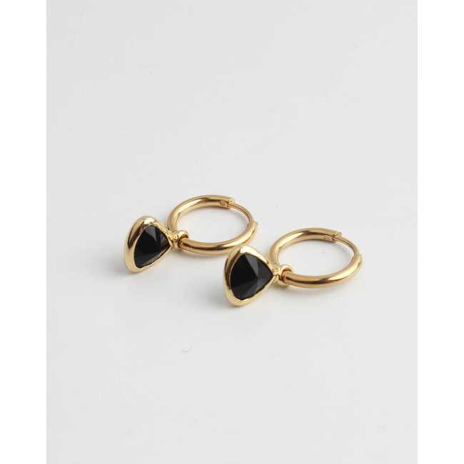 'Kiki' earrings black gold  - stainless steel