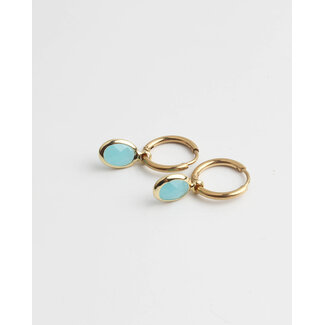 Oval 'Dana' Earrings light blue - Stainless Steel