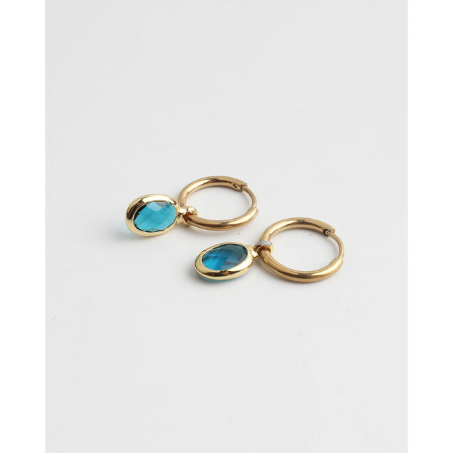 Oval 'Dana' Earrings Blue - Stainless Steel