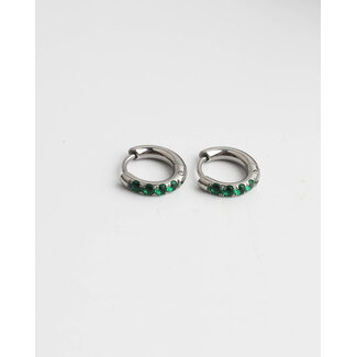Green & Silver hoops silver1.2 cm - stainless steel
