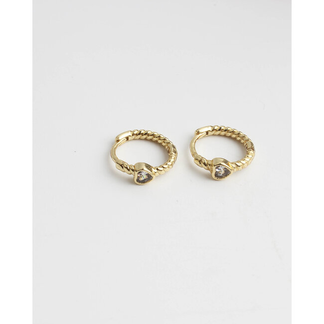 Zirkonia Heart Earrings - Gold Plated