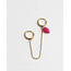 Double earring Dark Pink Natural Stone' Gold - stainless steel (1 pcs)