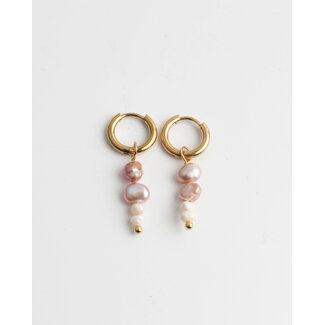 Orecchini di Mon Amour 'Gold Pink & White Pearls