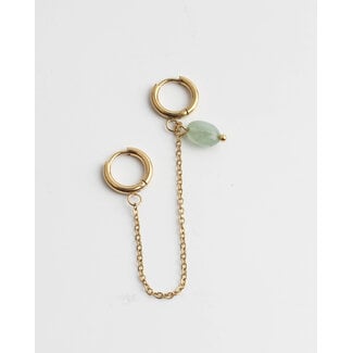 Doppelohrring Jade Green Natural Stone' Gold - Edelstahl (1 Stk.)