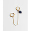Double earring Dark Blue Natural Stone' Gold - stainless steel (1 pcs)