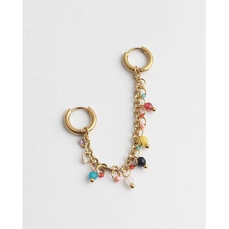 DOUBLE EARRING 'KARI' MULTICOLOR - STAINLESS STEEL (1 PCS)