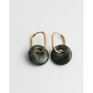 'Tirza' Earrings Gold turquoise stone - Stainless Steel