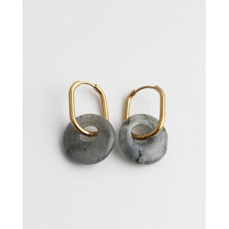 'Tirza' Earrings Labradorite Gold - Stainless Steel