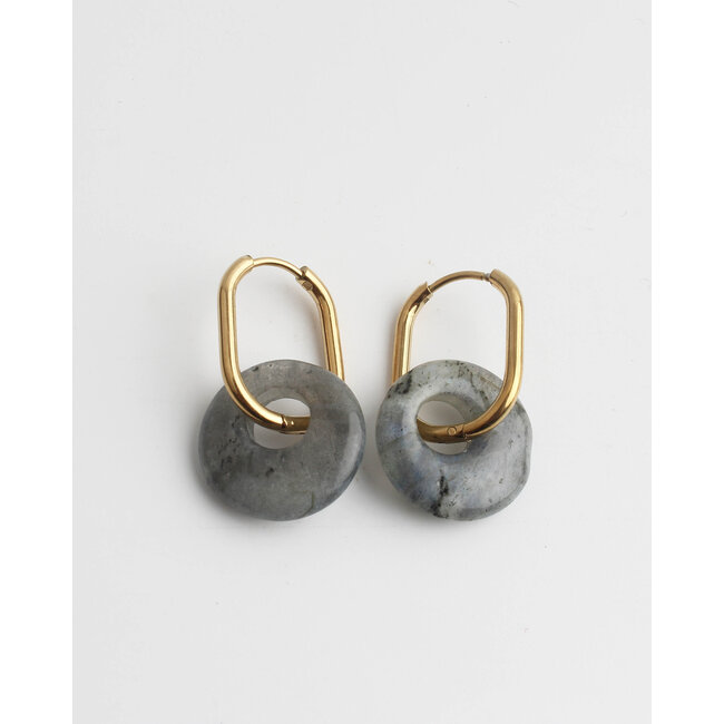 Boucles d'Oreilles 'Tirza' Or Labradorite - Acier Inoxydable