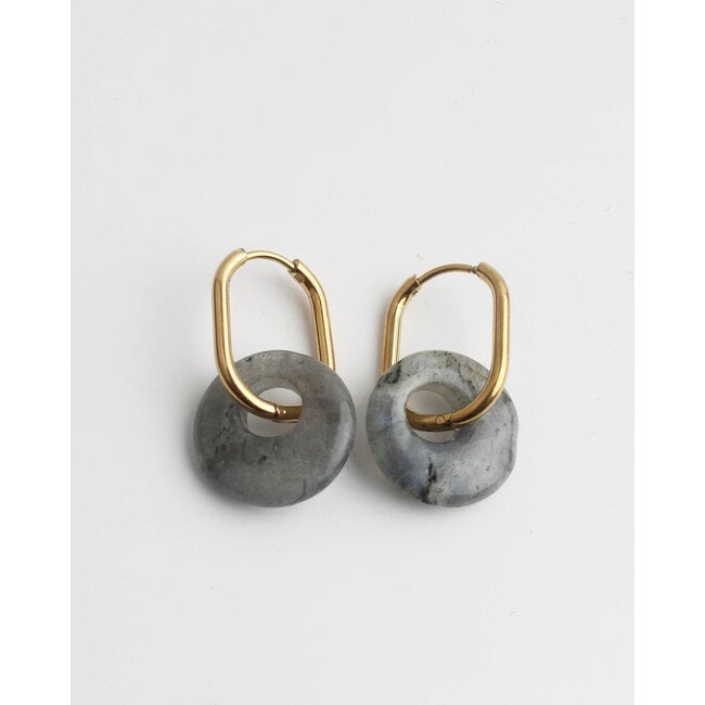 'Tirza' Earrings Labradorite Gold - Stainless Steel