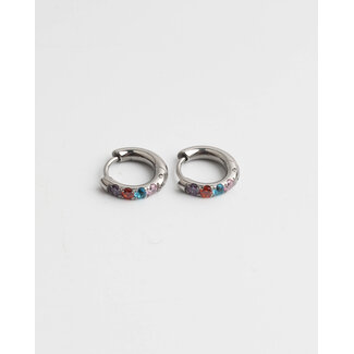 Multicolor hoops silver1.2 cm - stainless steel