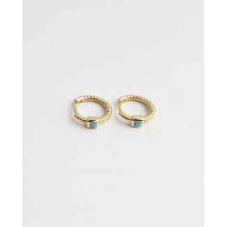 Blue stone hoops - Gold Plated