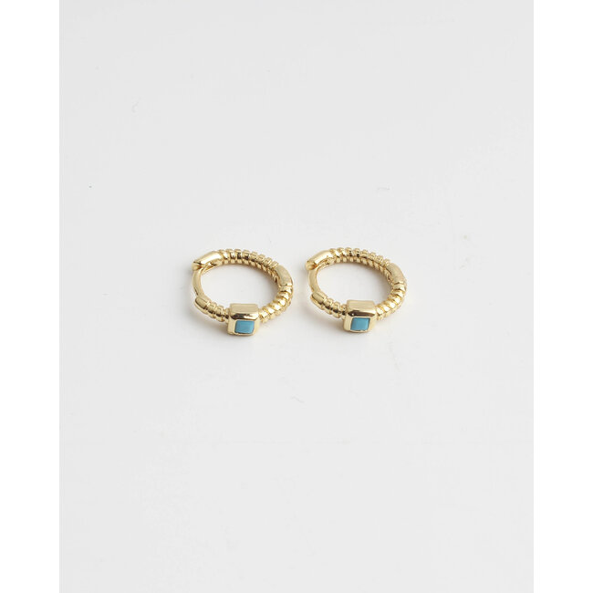 Blue stone hoops - Gold Plated