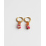 ORANGE & PINK STONE EARRINGS - STAINLESS STEEL