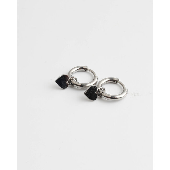 Boucles d'Oreilles Petit Coeur Argent - Acier Inoxydable -