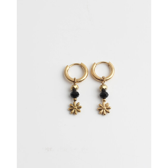 Pendientes de Fleur Sauvage Black & Gold - Acero inoxidable