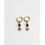 Boucles d'oreilles 'Fleur Sauvage' noir & or - acier inoxydable