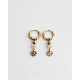 Boucles d'oreilles 'Fleur Sauvage' Rose & or - acier inoxydable