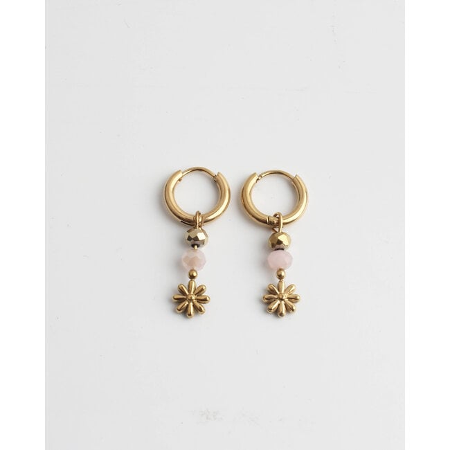 'Fleur Sauvage' earrings Pink & gold - stainless steel