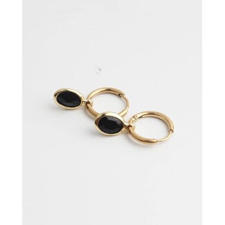 Oval 'Dana' Earrings Black - Stainless Steel