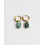 Rocky Green Stone Earrings Gold - Stainless Steel