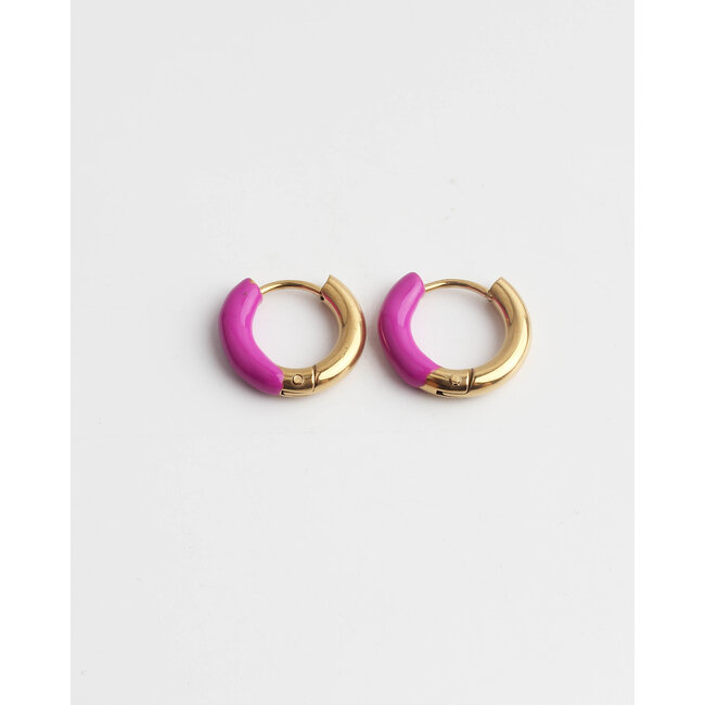 Boucles d'oreilles 'Happy times' rose - acier inoxydable