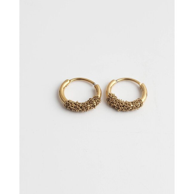 Gold 'Turned' earrings - Stainless Steel