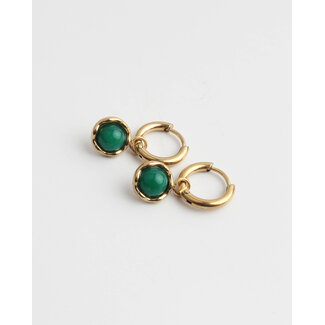 'Yovi' Earrings Gold & Green - stainless steel