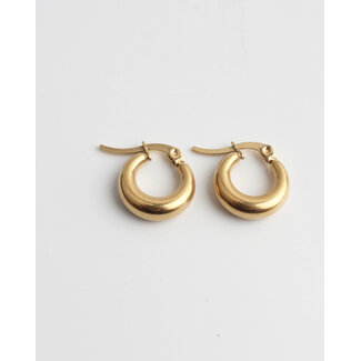 'Dolce' Thick Hoop Earrings Gold 2 CM - Stainless Steel