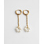 Long daisy pearl hoops - stainless steel
