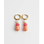 Coral & Pearl Natural stone earrings - stainless steel