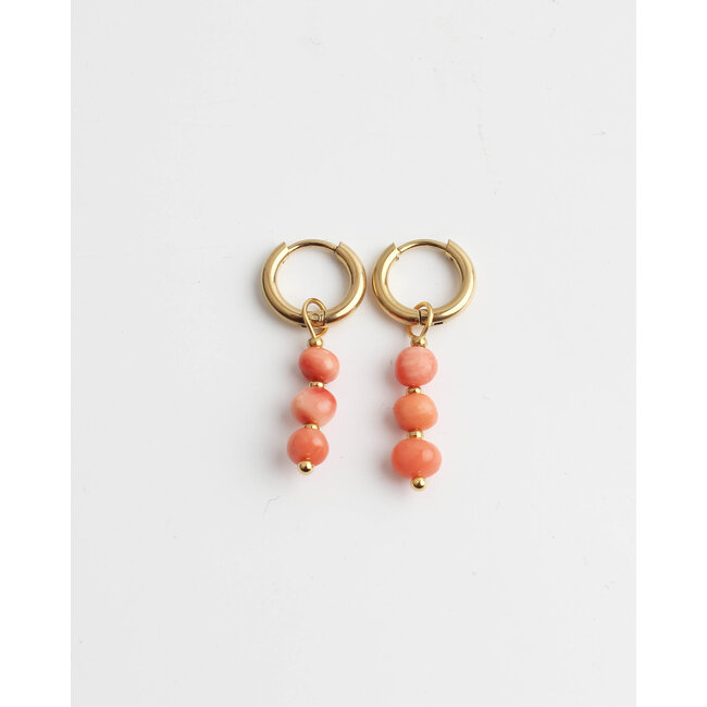 Coral Earrings Gold - Stainless steel