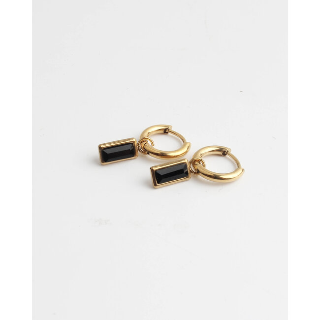 'Feline' earrings Black & Gold - Stainless Steel