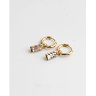 'Feline' earrings White & Gold - Stainless Steel