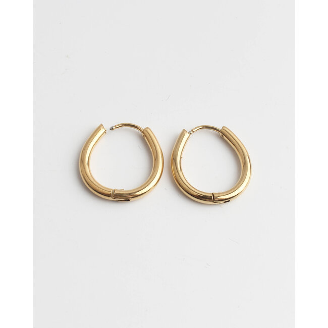 'Noah' Oval earrings Gold - Stainless steel