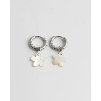 Boucles d'Oreilles Coquillage Fleur Argent - Acier Inoxydable