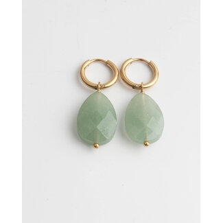 Boucles d'oreilles pierre verte 'Freya' - acier inoxydable - Notbranded