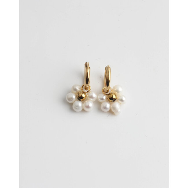 'Fleur Blanche' Earrings Gold - Stainless Steel