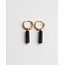 Boucles d'Oreilles 'Rosalee' en Agate Noire - Acier Inoxydable