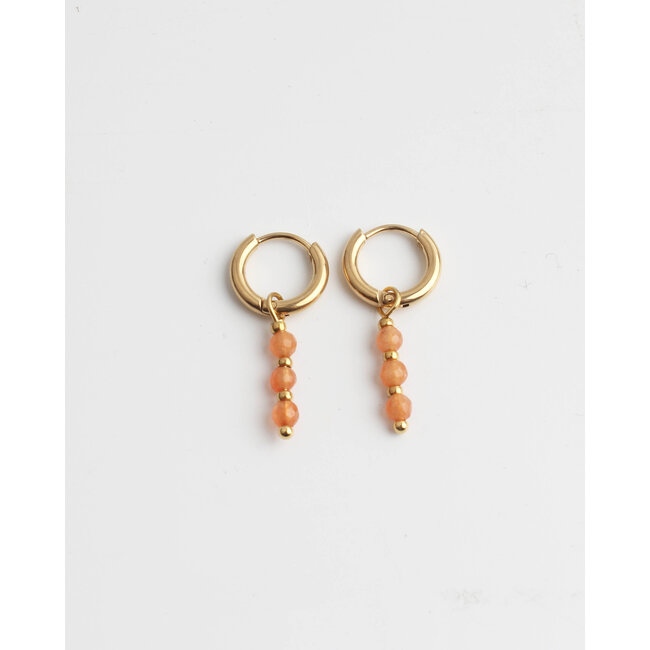 Boucles d'oreilles 'Mon cheri' or & orange - acier inoxydable